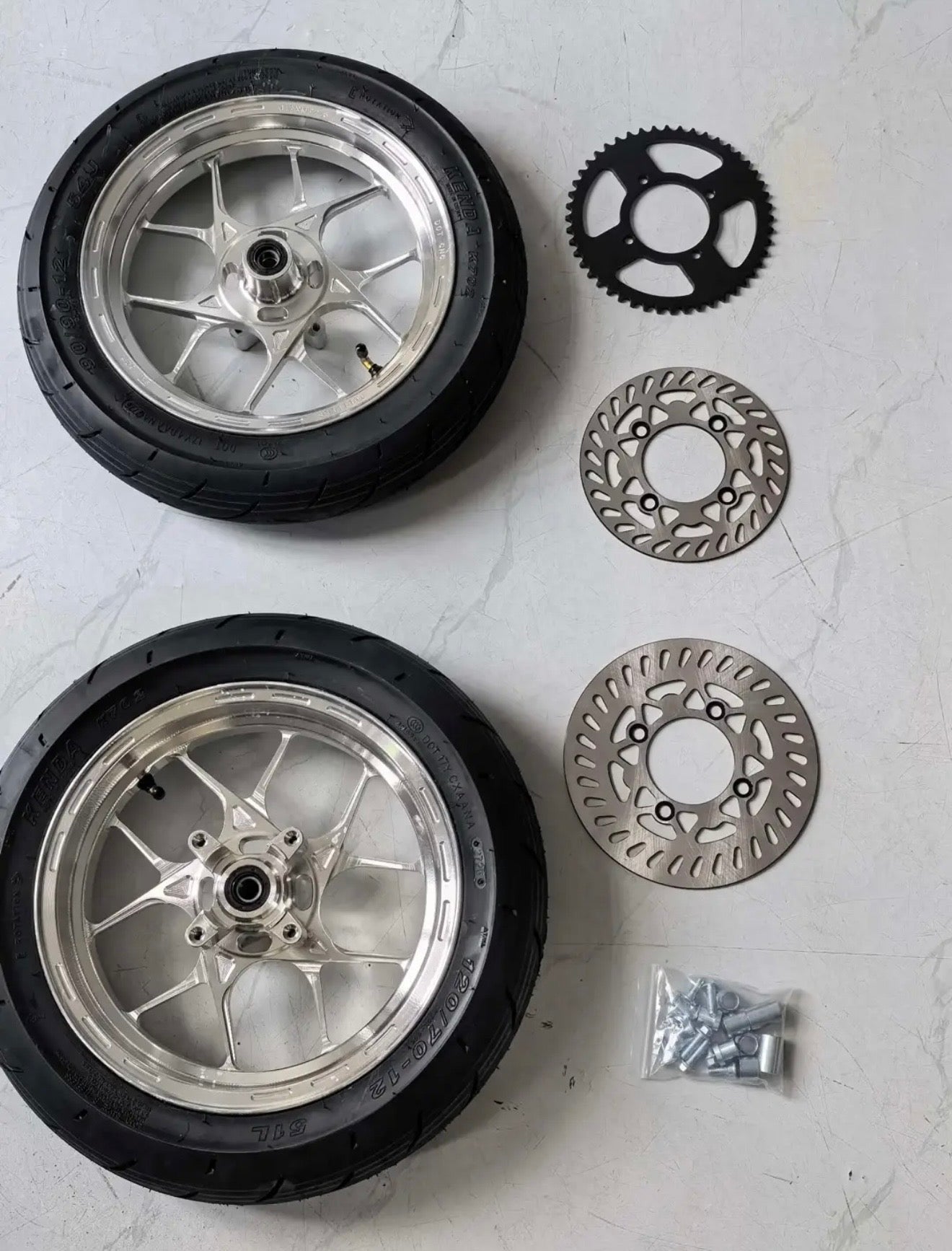 12 in Chrome supermoto wheelset