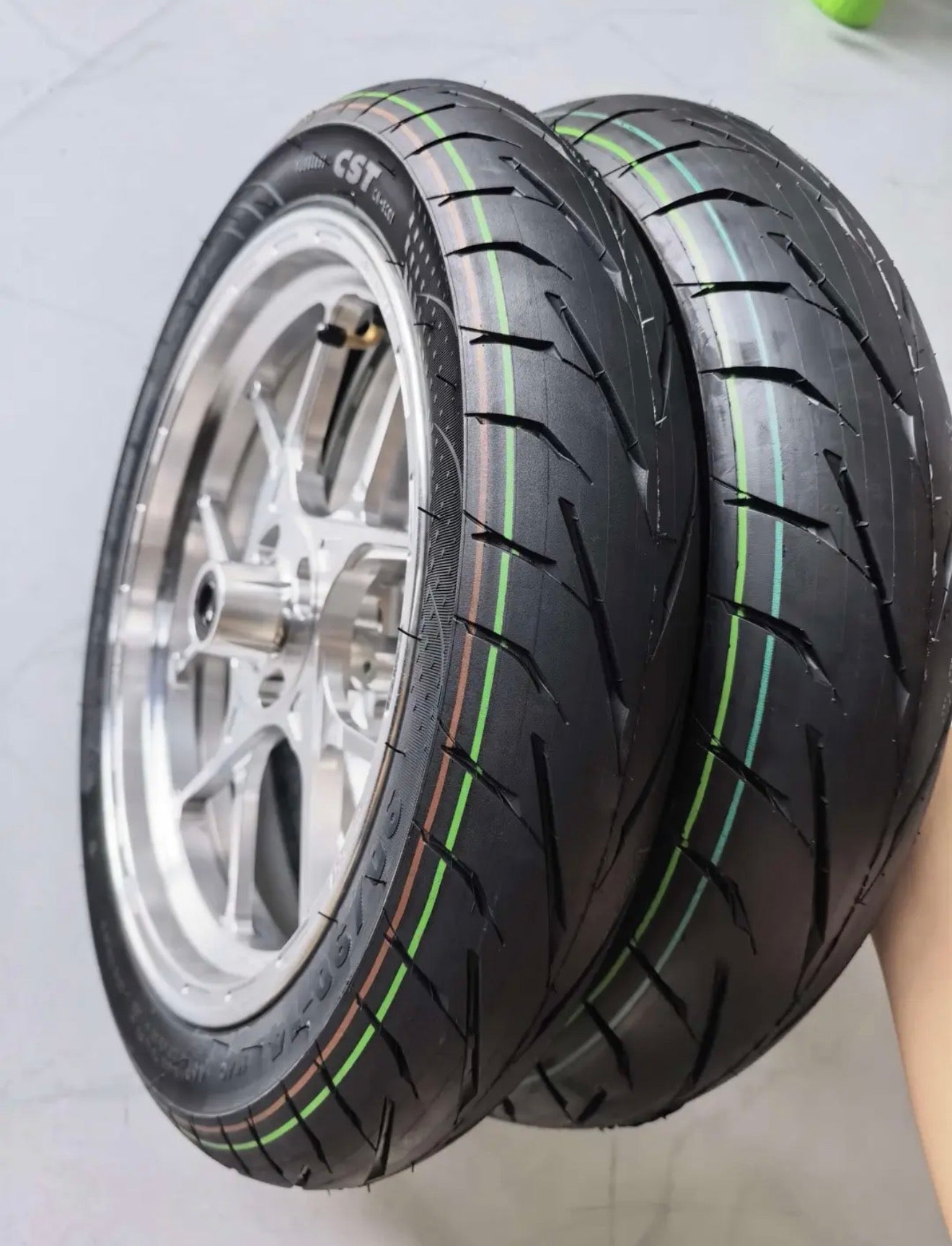 14 in Chrome supermoto wheelset