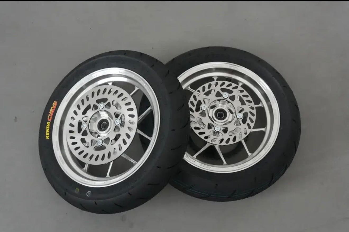 12 in Chrome supermoto wheelset