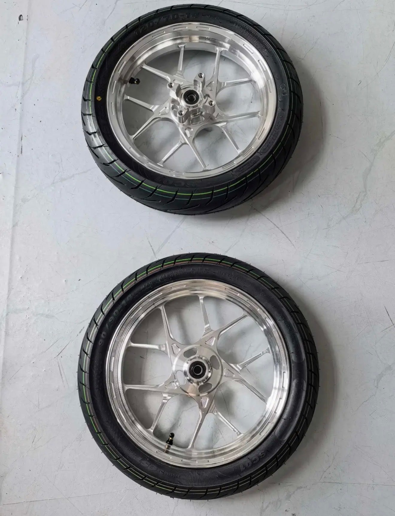 14 in Chrome supermoto wheelset
