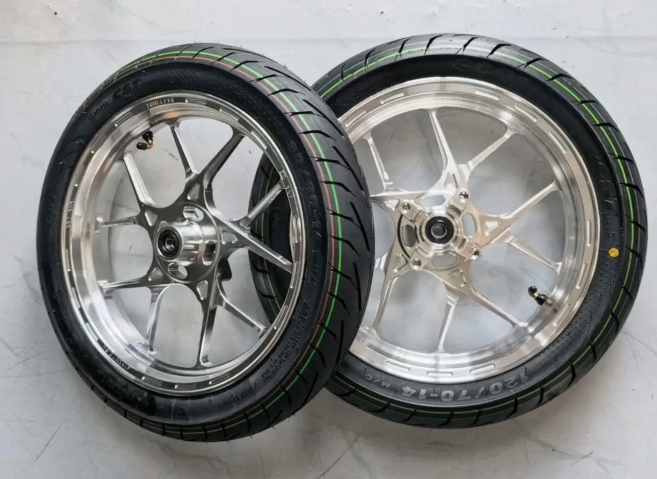 14 in Chrome supermoto wheelset
